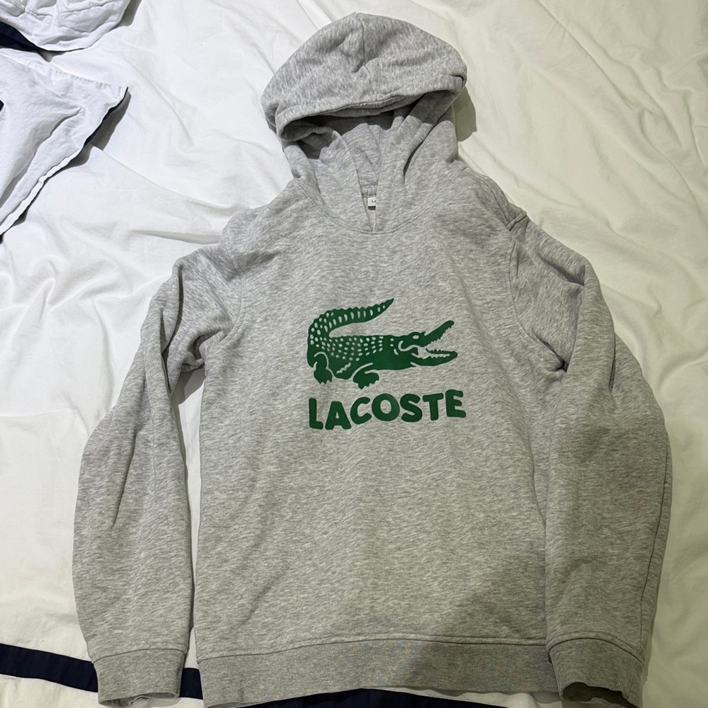 Lacoste Heather Gray Sweatshirt with Green Crocodile kids